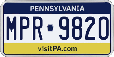 PA license plate MPR9820