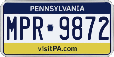 PA license plate MPR9872
