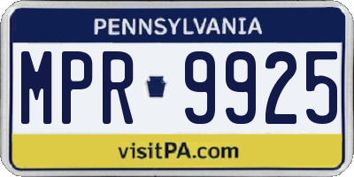 PA license plate MPR9925