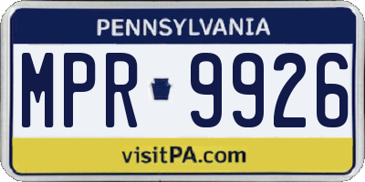 PA license plate MPR9926