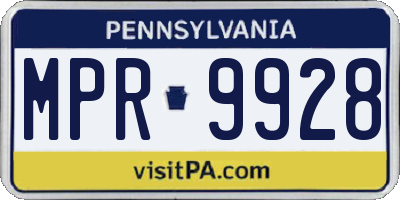 PA license plate MPR9928