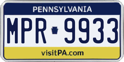 PA license plate MPR9933