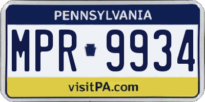 PA license plate MPR9934