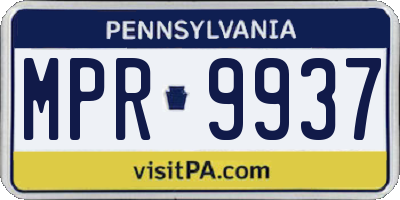 PA license plate MPR9937