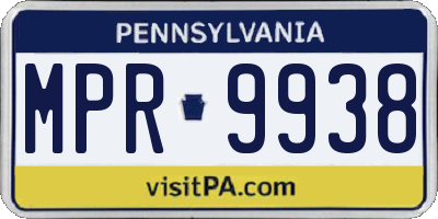 PA license plate MPR9938