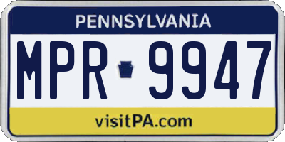 PA license plate MPR9947