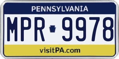 PA license plate MPR9978