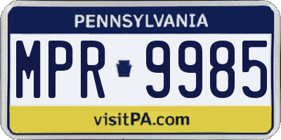 PA license plate MPR9985