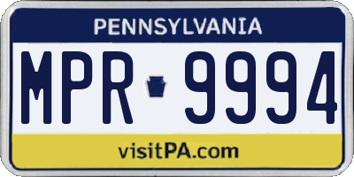 PA license plate MPR9994