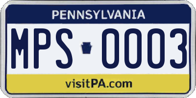 PA license plate MPS0003