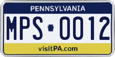 PA license plate MPS0012