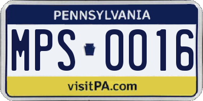 PA license plate MPS0016