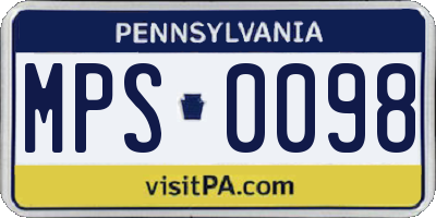 PA license plate MPS0098