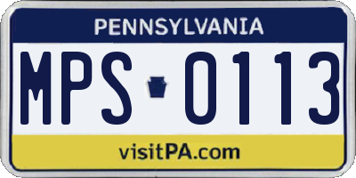 PA license plate MPS0113