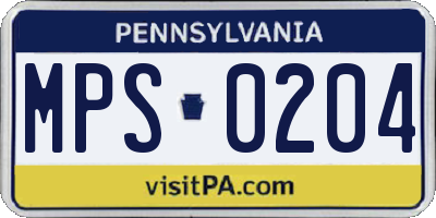 PA license plate MPS0204