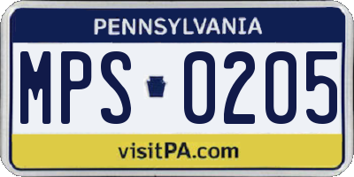 PA license plate MPS0205