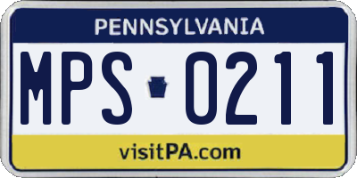 PA license plate MPS0211