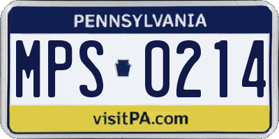 PA license plate MPS0214