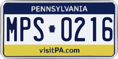PA license plate MPS0216