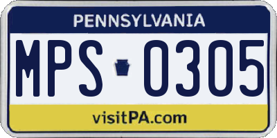 PA license plate MPS0305