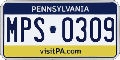 PA license plate MPS0309