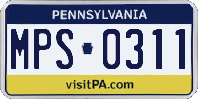 PA license plate MPS0311