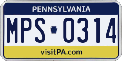 PA license plate MPS0314