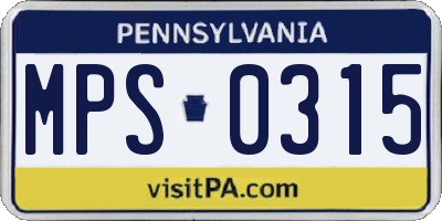 PA license plate MPS0315