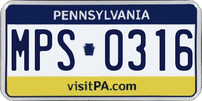 PA license plate MPS0316