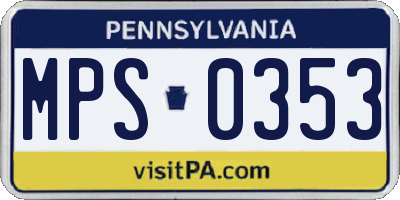 PA license plate MPS0353