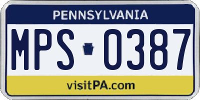 PA license plate MPS0387
