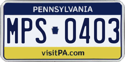 PA license plate MPS0403