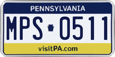 PA license plate MPS0511
