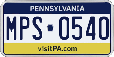 PA license plate MPS0540