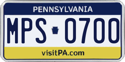PA license plate MPS0700