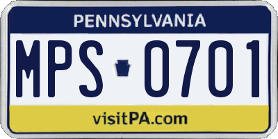 PA license plate MPS0701