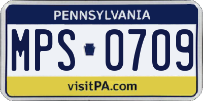 PA license plate MPS0709