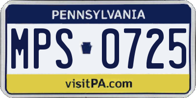 PA license plate MPS0725