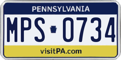 PA license plate MPS0734