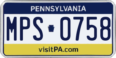 PA license plate MPS0758