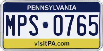 PA license plate MPS0765