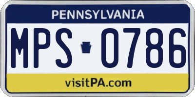 PA license plate MPS0786