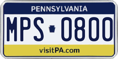 PA license plate MPS0800