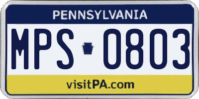 PA license plate MPS0803