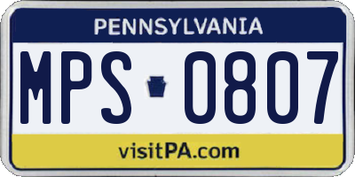 PA license plate MPS0807