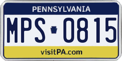 PA license plate MPS0815