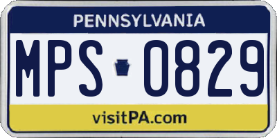 PA license plate MPS0829