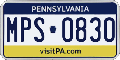PA license plate MPS0830