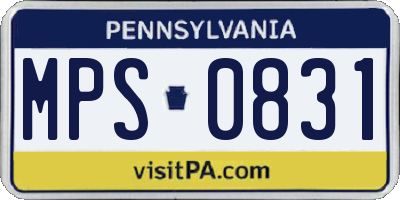 PA license plate MPS0831