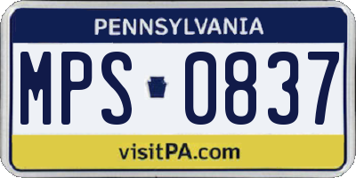 PA license plate MPS0837